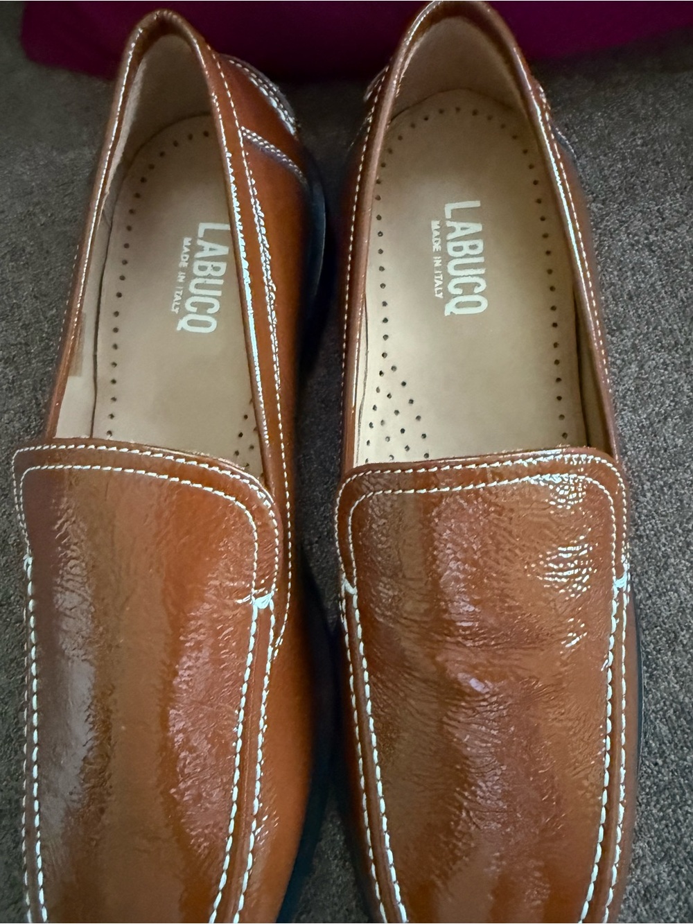 Labucq women’s Cognac Brown Leather Slip-On Loafers - Picture 4 of 8